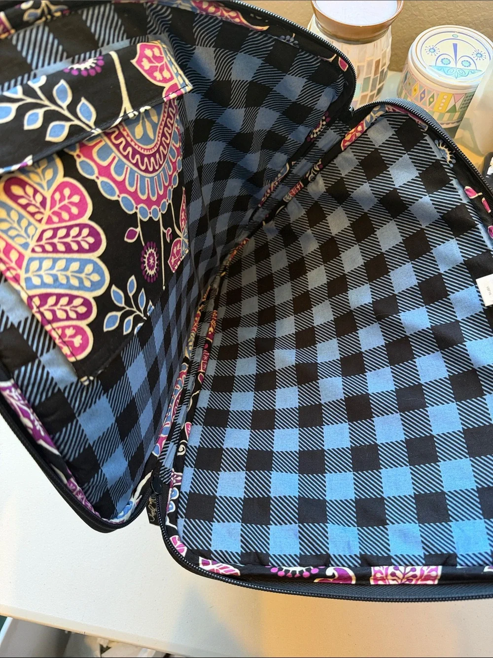 Vera Bradley Quilted Floral Tablet Sleeve Alpine Floral Black with Pink & Blue